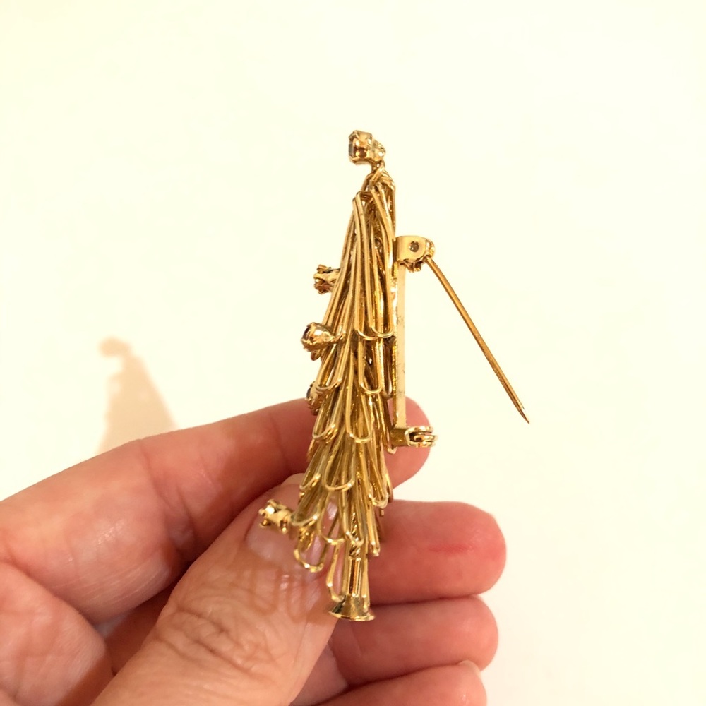 Gold Tone Christmas Tree Brooch - Picture 3 of 3